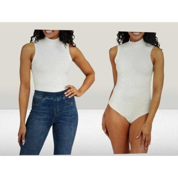 SPANX Suit Yourself Ribbed Mock Neck Sleeveless Smoother Bodysuit -Large - Picture 1 of 7